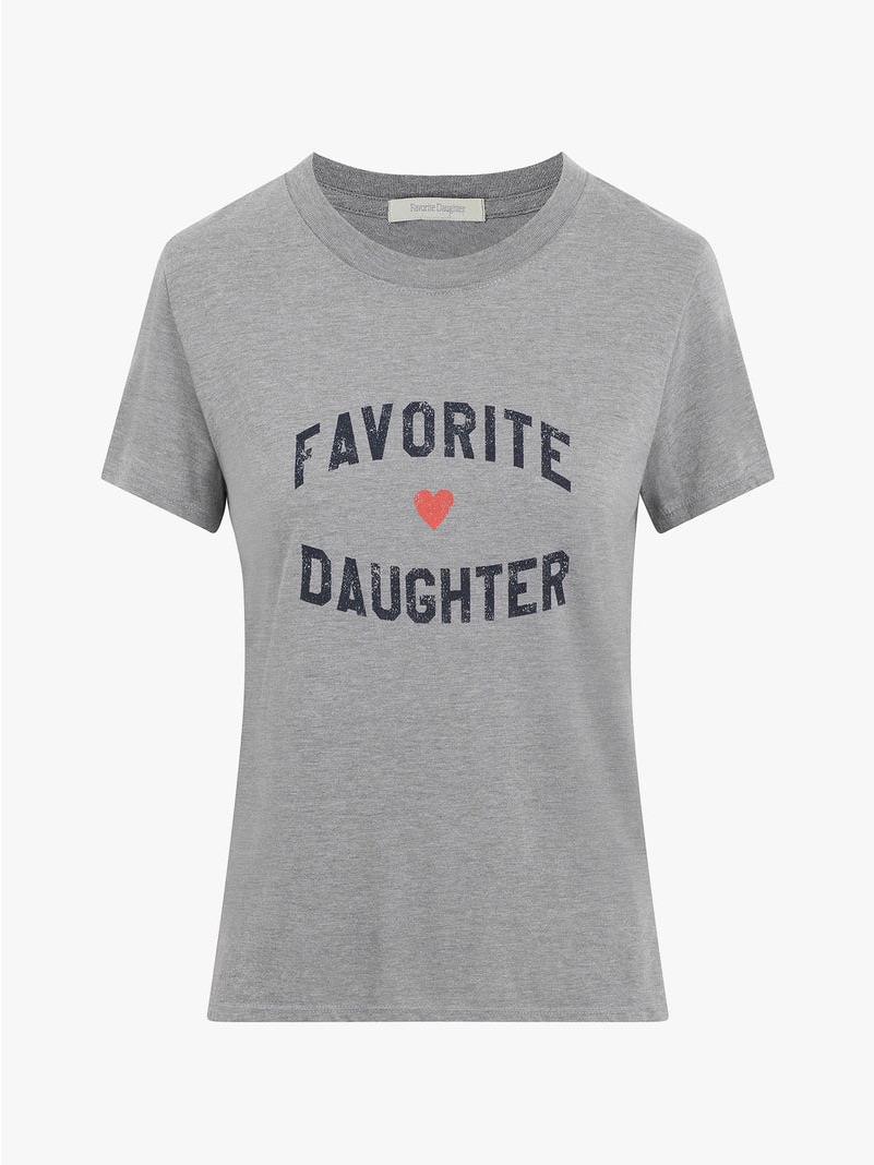 Favorite Daughter Gray Tee With Red Heart Graphic